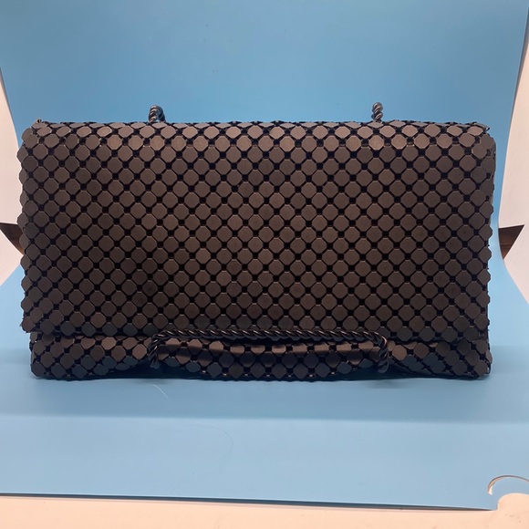 Urban Expressions matte black metal clutch with chain - Picture 1 of 5